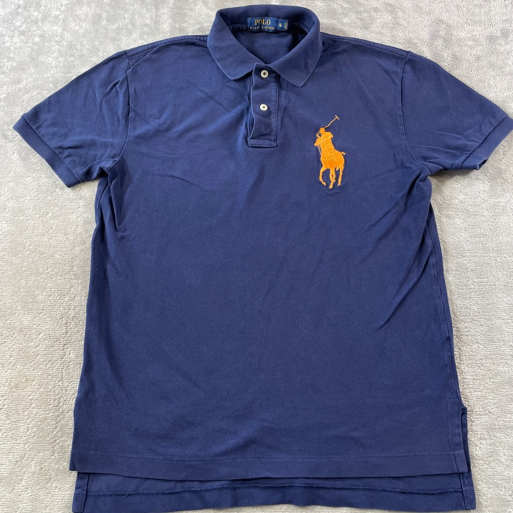 Polo Ralph Lauren Rugby Polo Shirt Mens Medium Blue Big Pony Preppy Casual